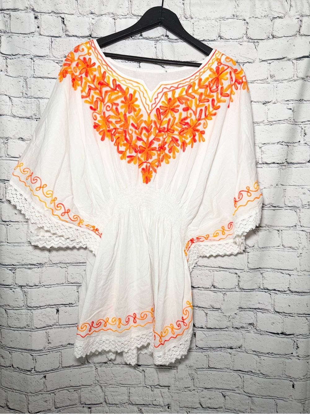 White embroidered cover up/top